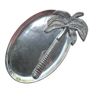 Silver Palm Tree Oval Tray